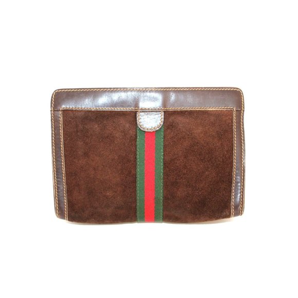 Gucci Handbags - Gucci Vintage Brown Sherry Line Suede Leather Clutch